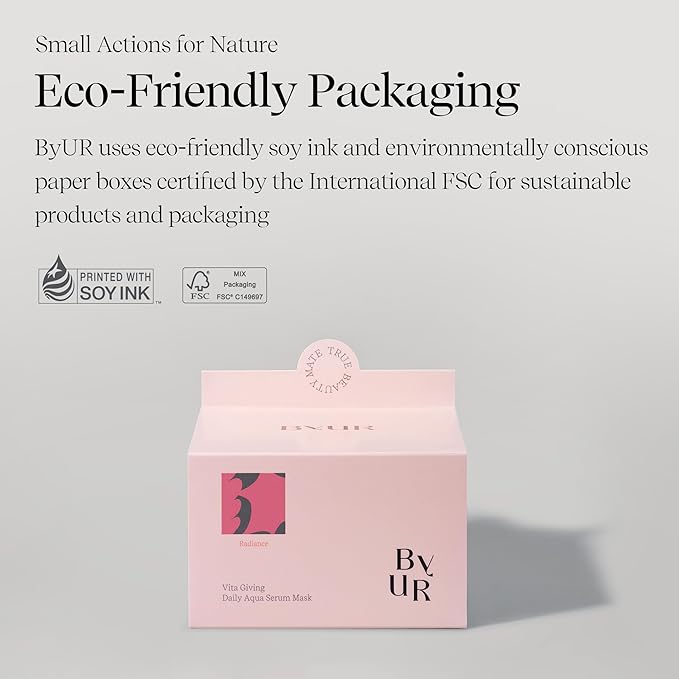ByUR Vita Giving Daily Aqua Serum Mask (30 Count) Hydrating Moisturizing Face Mask, Dark Spot & Hyperpigmentation Treatment, Brightening Dull Dry Skintone, Pore Tightening, Vegan K-Beauty Skincare