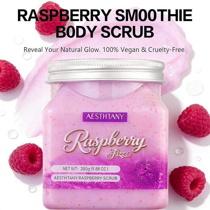 Raspberry Body Scrub & Body Scrub Moisturizing and Exfoliating Body, Face, Hand, Foot Scrub,Deep Cleansing (280g, raspberry)