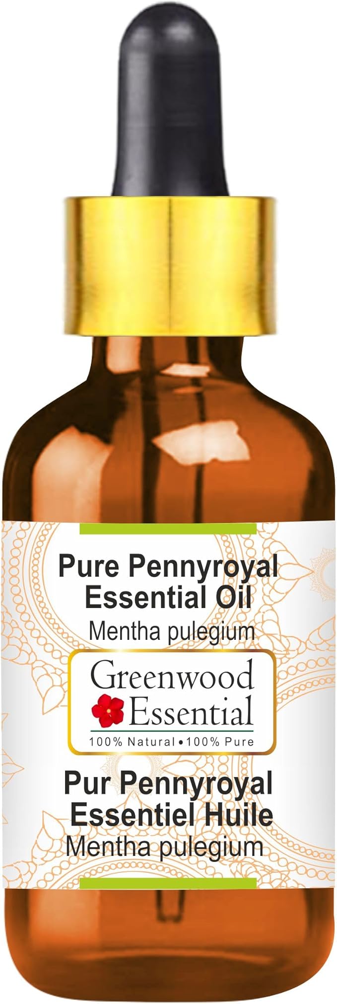 Greenwood Essential Pennyroyal Essential Oil (Mentha pulegium) with Glass Dropper | Pure | Non-Sticky | Non-Greasy | Lightweight | Men & Women | All Skin Types | Steam Distilled 5ml (0.16 oz)