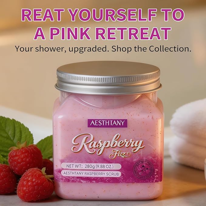 Raspberry Body Scrub & Body Scrub Moisturizing and Exfoliating Body, Face, Hand, Foot Scrub,Deep Cleansing (280g, raspberry)