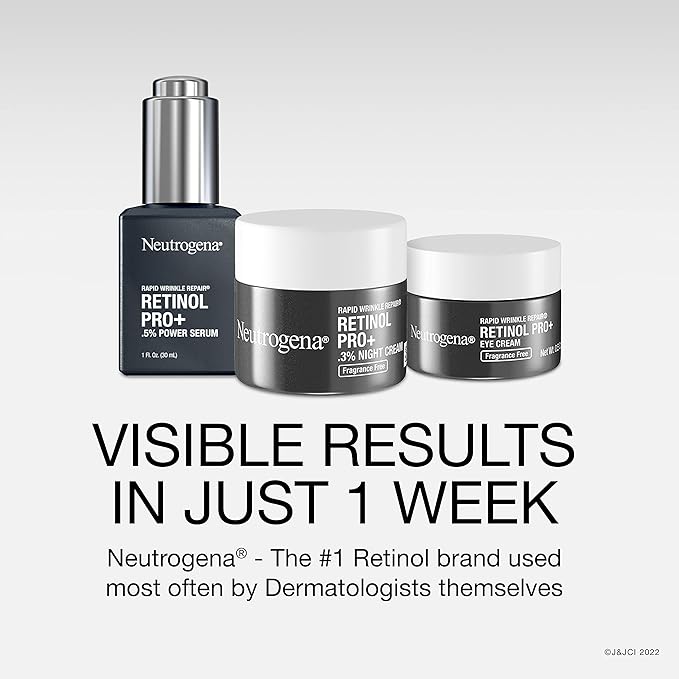 Neutrogena Rapid Wrinkle Repair Retinol Pro+ Anti-Wrinkle Eye Cream,Targeted Eye Cream for Wrinkles & Dark Circles,Formulated without Fragrance,Dyes,Phthalates,and Parabens,0.5 oz,(Pack of 2)