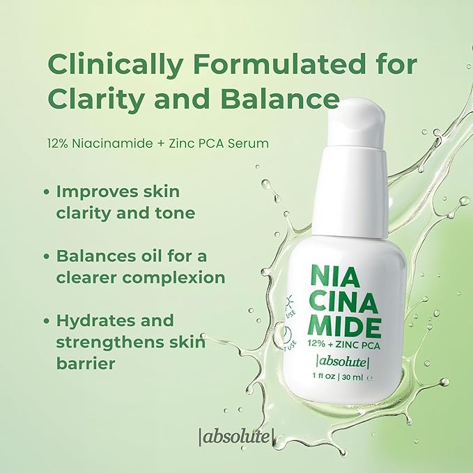 Absolute 12% Niacinamide + 1% Zinc PCA Serum – Oil Balancing Serum for Refined-Looking Skin