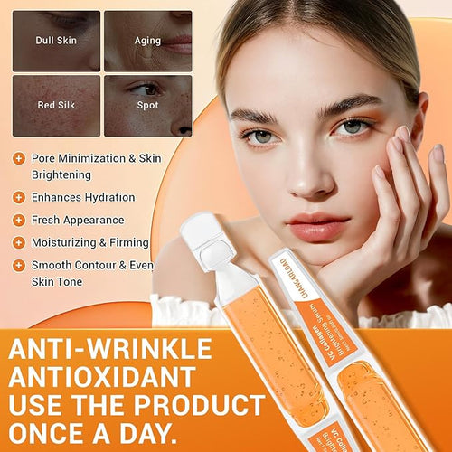 30% Vitamin C Serum with Hyaluronic Acid & Rose Stem Cells – Enhances Anti-Aging Face Serum for Wrinkles, Uneven Skin Tone, Dark Spots, Dull Skin，Korean Microneedling-Like Care 30 Ampoules