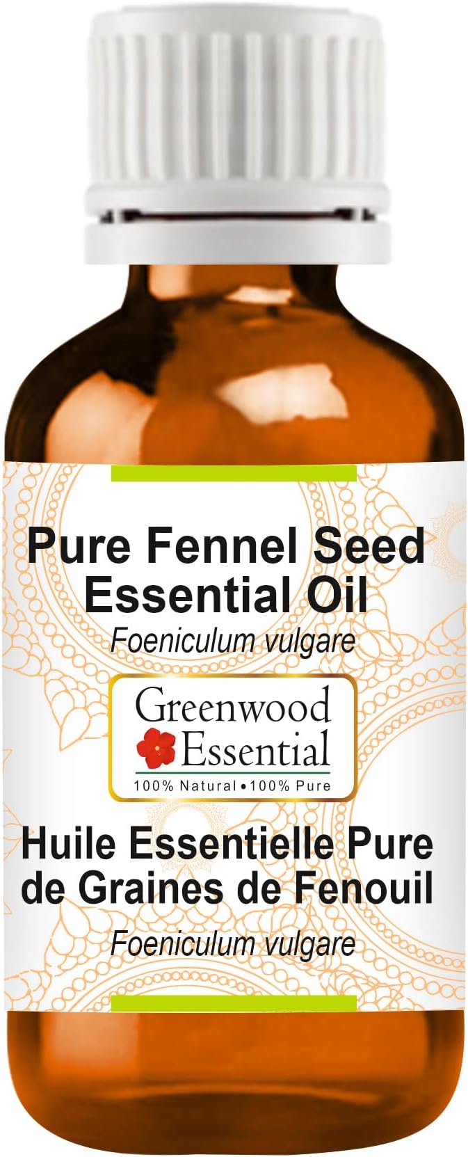Greenwood Essential Fennel Seed Essential Oil (Foeniculum vulgare) Pure | Non-Sticky | Non-Greasy | Lightweight | Men & Women | All Skin Types | Steam Distilled 100ml (3.38 oz)