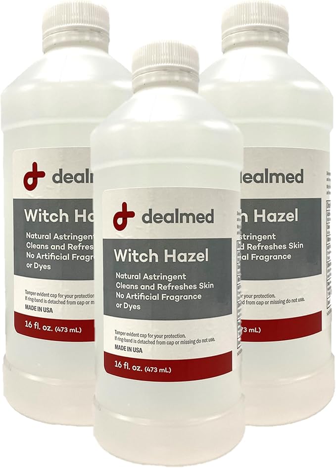 Dealmed Witch Hazel, 16 oz. | Natural Astringent Cleans and Refreshes Skin | No Artificial Fragrance or Dyes (Pack of 3)