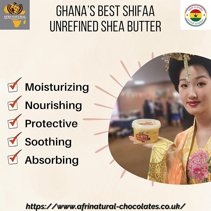 Shifaa Shea Butter - 100% Pure and Unrefined from Ghana I Raw, Natural Moisturizer & Organic for Skin, Hair, Lips & Body - Good for Scars and Rashes, Eczema - 18oz