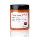 Organic Mango & Vanilla Body Scrub Made in USA with Essential Oil and Vitamin C by Nabila K - Exfoliate and Moisturize for Smooth Skin - Luxury for Women & Men, 10 oz