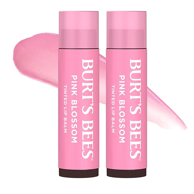 Burt’s Bees Tinted Lip Balm Pink Blossom; 8 Hour Moisture; Provides a Hint of Color; Nourishing Shea Butter; 100% Natural Origin; 1 Tube; 0.15 Oz. (Package May Vary)