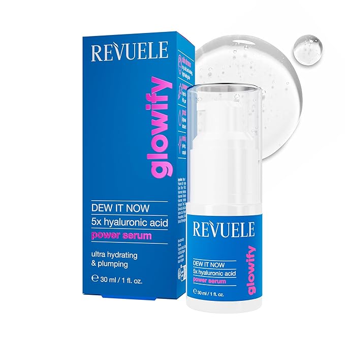 REVUELE Dew It Now Power Serum, 5 Hyaluronic Acids + Panthenol & Glycerin, 1 fl.oz – Hydrating & Nourishing Facial Serum, Vegan & Cruelty-Free