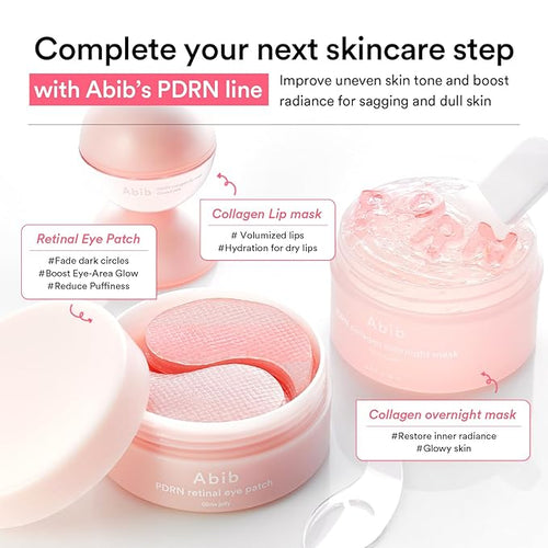 Abib Pink Me Up Pdrn 3 Step Glow Kit | Overnight Firming Jelly Mask, PDRN Retinal Eye patches, PDRN Lip Mask | Korean Skincare Set for Glass Skin, Gifts for Women