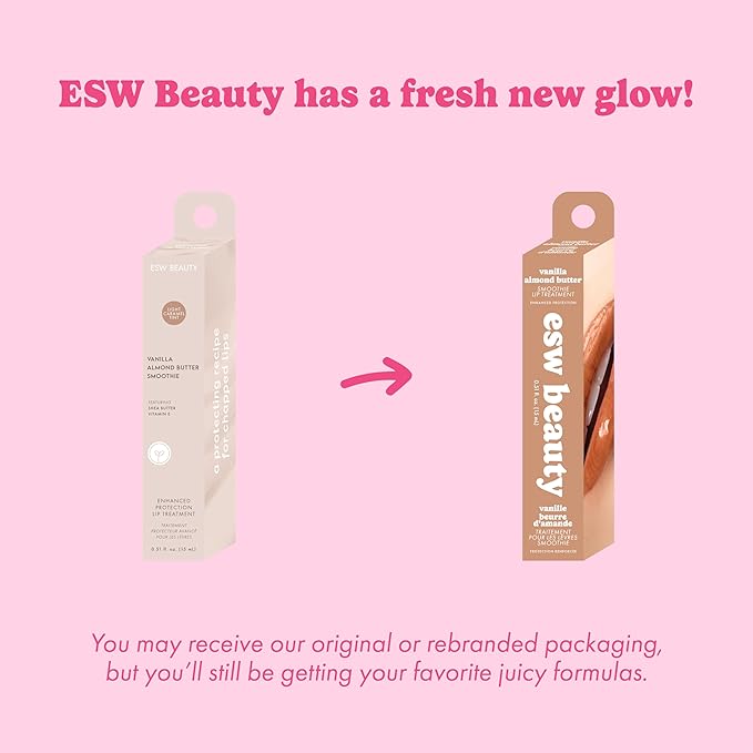 ESW Beauty Vanilla Almond Butter Lip Treatment - Light Caramel Brown Tint with Shea Butter, Vitamin E, Vanilla & Almond for Enhanced Protection & Skin Barrier Support