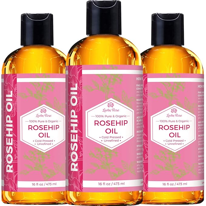 Leven Rose Rosehip Seed Oil for Face 16 oz - Pure Rosehip Oil for Face - Unrefined Cold Pressed Rose hip for Body - Nighttime Face Moisturizer for Hair, Skin & Nails