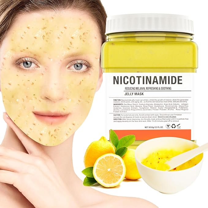 Vajacial Hydro Jelly Mask Powder for Face, Jelly Mask for Facials Professional, Jelly Facial Mask for Teens and Women. Jelly face mask. (Nicotinamide)
