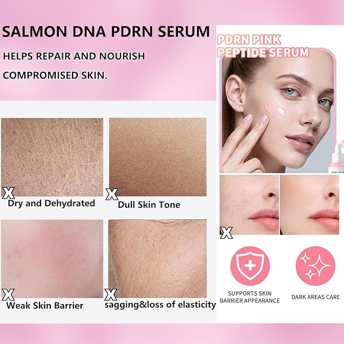 Salmon DNA Peptides Serum For Face, PDRN Serums with Niacinamide,5 Peptides Complex Designed to Support Skin Firmness, Elasticityn, Hydration Moisturizing, Uneven Skin Tone Korean Skincare