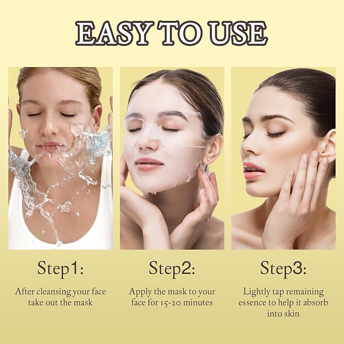 Hydrating Facial Masks Skincare for Women,Snail Face Mask Sheet Skincare,Moisturizing Face Mask for All Skin Types (10-Packs)