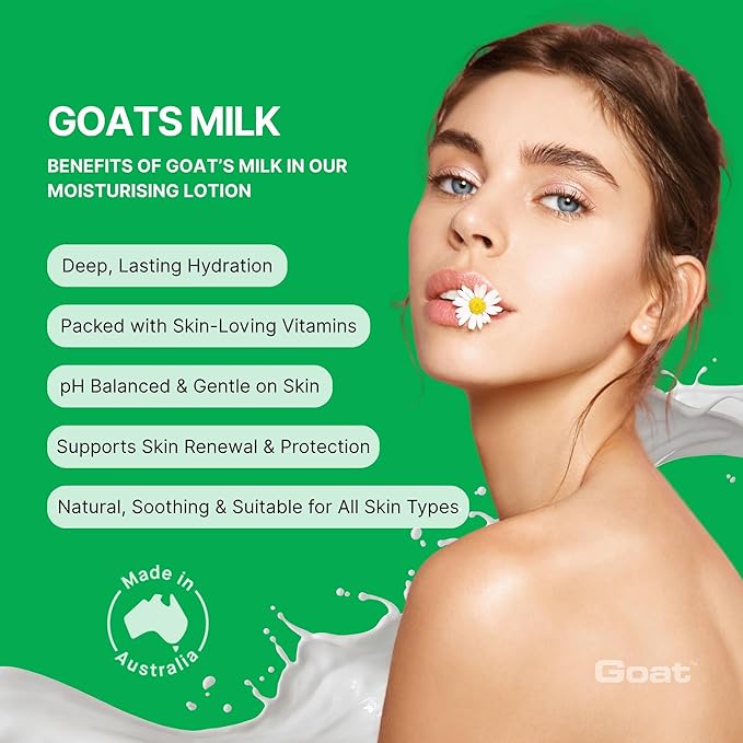 Goat Milk Lotion - Moisturizing - Non Greasy - 17 oz Enriched Milk, Suitable for Dry, Itchy or Sensitive Skin - Made in Australia - Lemon Myrtle