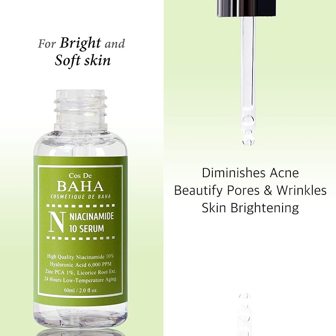 Cos De BAHA Niacinamide 10% Serum 2 Fl Oz – Zinc PCA, Hyaluronic Acid & Aloe for Balancing, Pore-Refining & Uneven Tone (60 ml)