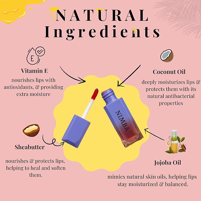 NIMBA Lip Butter - Alcohol-Free, Non-Sticky and Intense Hydration (Rosewood)