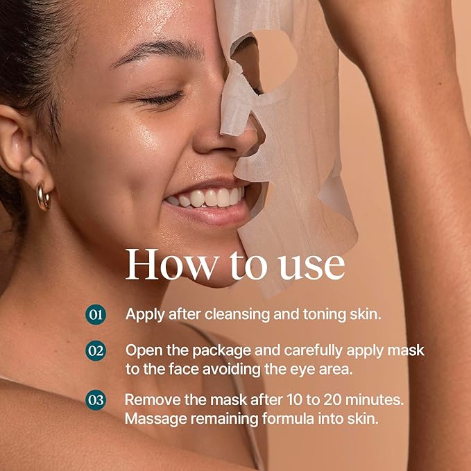Tea Tree Relief Cotton Mask, Soothing & Hydrating, Vegan, Korean Skin Care Face Mask 23g*5sheets (Lemon Dill)