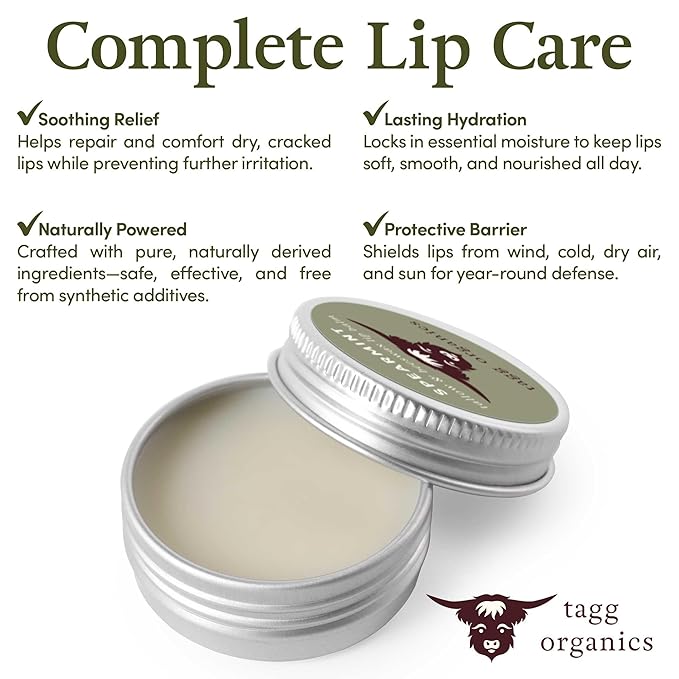 Spearmint Moisturizing Tallow Lip Balm – Nourishing & Soothing with Organic Grass-Fed & Finished Tallow, 100% All Natural Beeswax & Essential Oils for Soft, Hydrated Lips, 0.5 oz., by Tagg Organics.