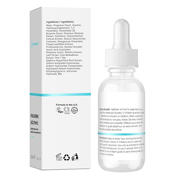 Hyaluronic Acid 2% + B5 Hydration Support Formula, Hyaluronic Acid Serum For Face - Large 30ml/1oz