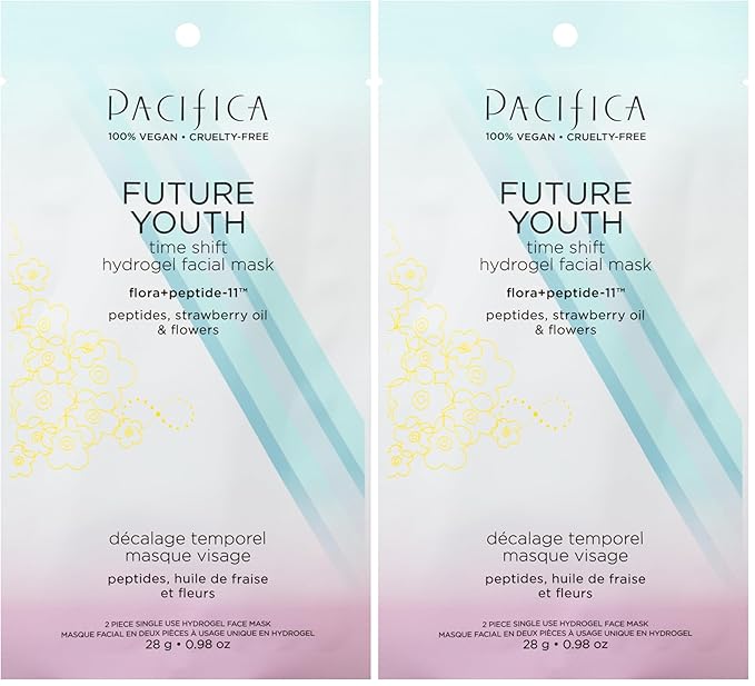 Pacifica Beauty, Future Youth Time Shift Face Mask, Hydrogel Sheet Mask, Hydrating, Plumping, Boosts Radiance, Skincare, Vegan, 1ct, 0.6 OZ (Pack of 2)