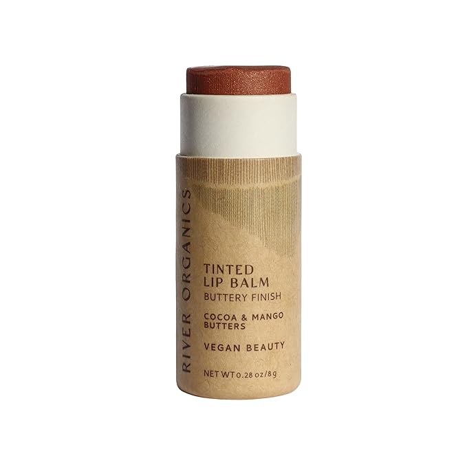 Nude Tinted Lip Balm – Vegan, Zero-Waste, Buttery Finish – Hydrating with Cacao & Mango butters – Natural Lip Color, Plastic-Free Tube, Organic, Zero-Waste 0.28 OZ