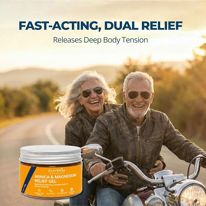 Arnica & Magnesium Calming Moisturizer Gel 4oz, Fast Recovery for Skin Bruising, Redness & Puffiness. Soothing Massage for Tension, Spasms & Thin Skin. With Emu Oil &E ucalyptus. Non-Greasy.