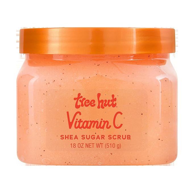 Tree Hut Vitamin C Shea Sugar Scrub, Exfoliating Body Scrub Removes Dead, Dry Skin for a Soft & Hydrated Feel, Nourishing Essential Body Care, 18 fl oz.
