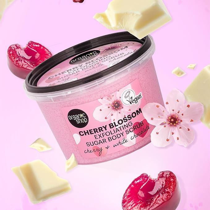 Organic Shop White Chocolate Hydration & Exfoliating Body Scrub, 100% Vegan & Organic, Daily Exfoliant, Detox & Moisturizer, Intensive Care & Skin Toning. 250ml.