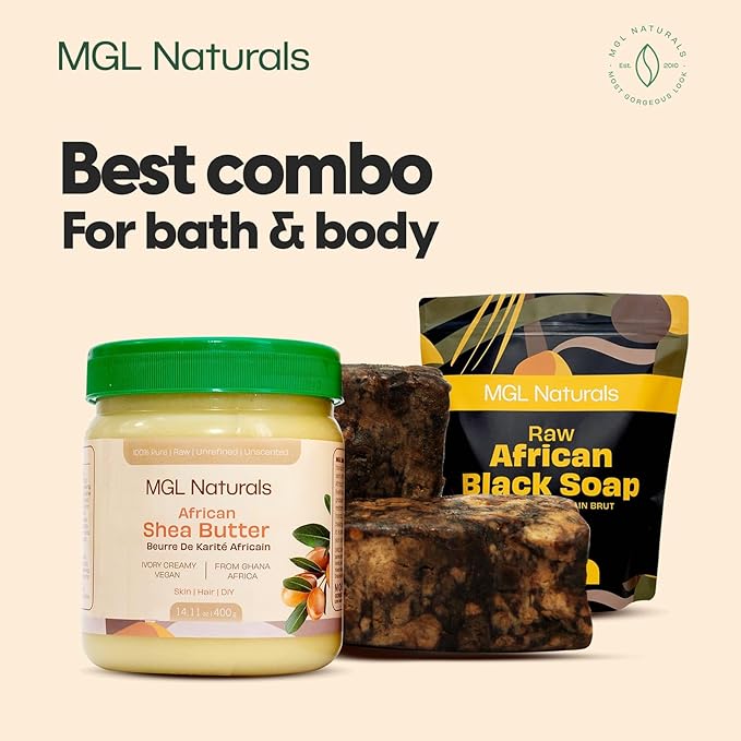 MGL Naturals Raw African Shea Butter Ivory 16oz, 100% Pure, and Unrefined. Nourish and moisturize hair and skin. Use alone or DIY recipes. From Ghana, West Africa. 16oz Jar