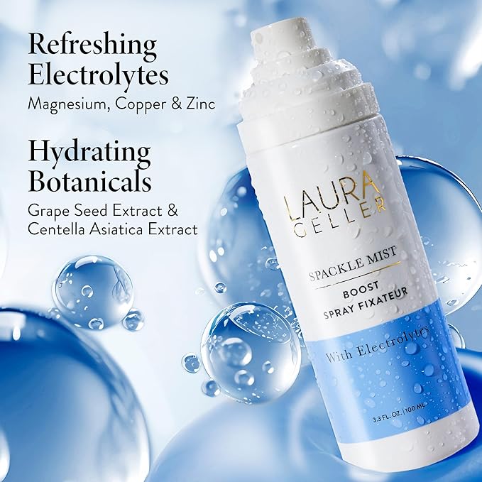 LAURA GELLER NEW YORK Spackle Mist Boost Setting Spray with Electrolytes - Long-Lasting Makeup Spray with Blue Light Protection - Dewy Skin Makeup Setting Spray (Pack of 2)