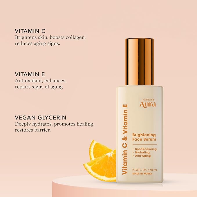 Vitamin E & C Serum For Face – Dermatologist Tested, Anti Aging, Korean Skin Care – Revives Tired Skin, Smooths Fine Lines, Lightweight Hydration – Vegan, Clean Beauty – Pack of 2