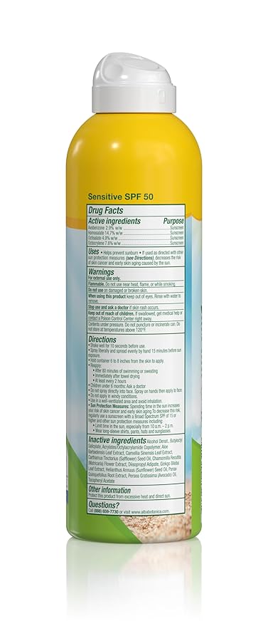 Alba Botanica Sensitive, SPF 50 Sunscreen Spray, 6 Fl Oz