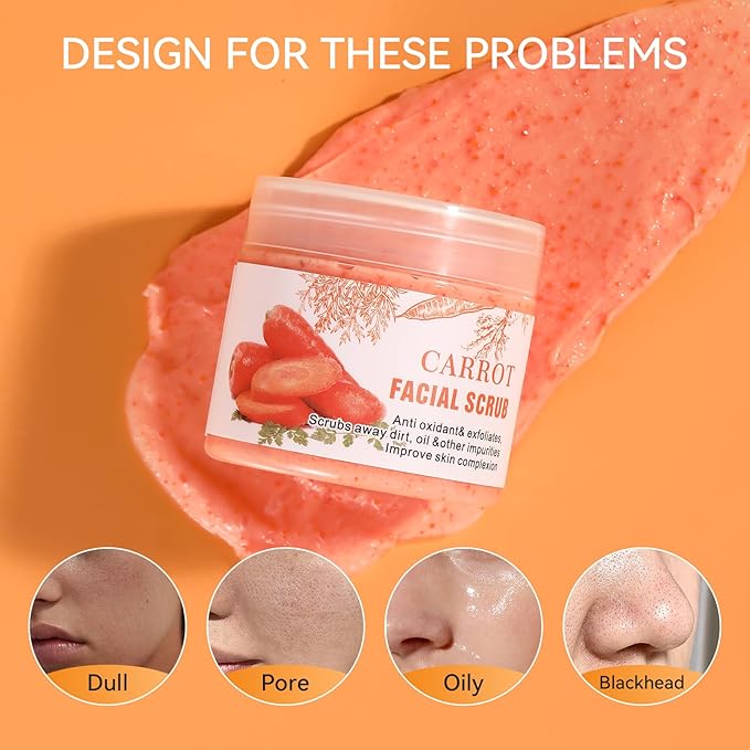 Carrots Cleansing Facial Scrub, Facial Exfoliating Scrub, Facial Scrubs for Women, Deep Cleansing Face Wash Cleanser for Women Men
