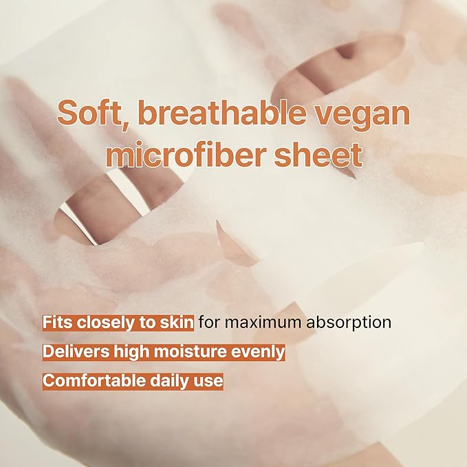 Vegan Oat Deep Moisture Sheet Mask, pH Balanced with Rice & Oat Extracts, Hyaluronic Acid, Plant-Based Microfiber, 5 Sheets