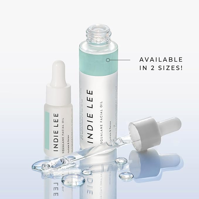 Indie Lee 100% Squalane Oil, 100% Olive-Derived Daily Multi-Use Face & Body Oil, Hydrating Non-Greasy Moisturizer for Dry Skin, Fine Lines & Wrinkles, Even Skin Tone, Brighten & Improve Texture, 10ml