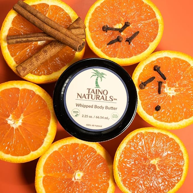 Whipped Body Butter – Spiced Orange – Citrus, Shea & Mango Butter – 100% Natural Moisturizer for Dry Skin – 2.25 oz – Glass Jar