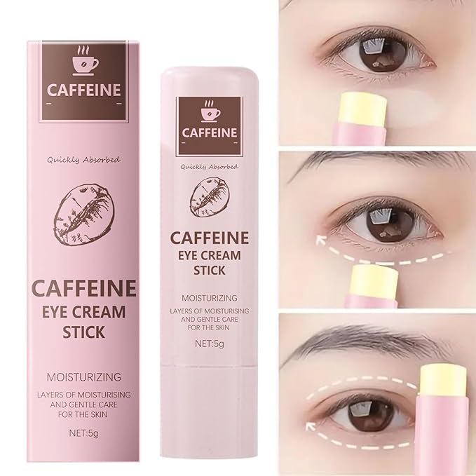 Caffeine Eye Cream Stick, Caffeine Eye Cream for Dark Circles Puffiness Wrinkles Hydrating Under Eye Stick Reduce Fine Lines Firming & Repair Skin 0.176oz/5g