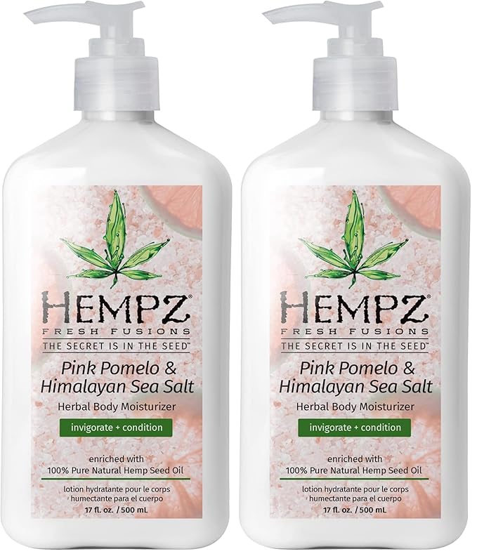 Hempz Body Lotion Pink Pomelo & Himalayan Sea Salt Daily Moisturizing Cream, 17 Fl Oz,(Pack of 2)