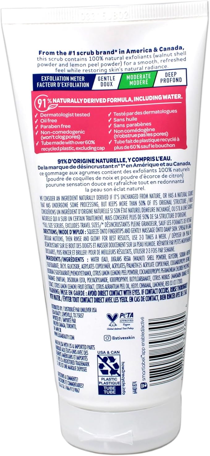 St. Ives Radiant Skin Pink Lemon and Mandarin Orange Face Scrub 6 oz (Pack of 6)