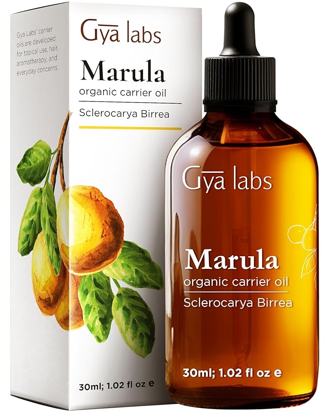 Gya Labs Marula Carrier Oil for Skin (1 fl oz) & Castor Oil for Hair (1.69 fl oz) Set - Aromatherapy Grade Essential Oils Set