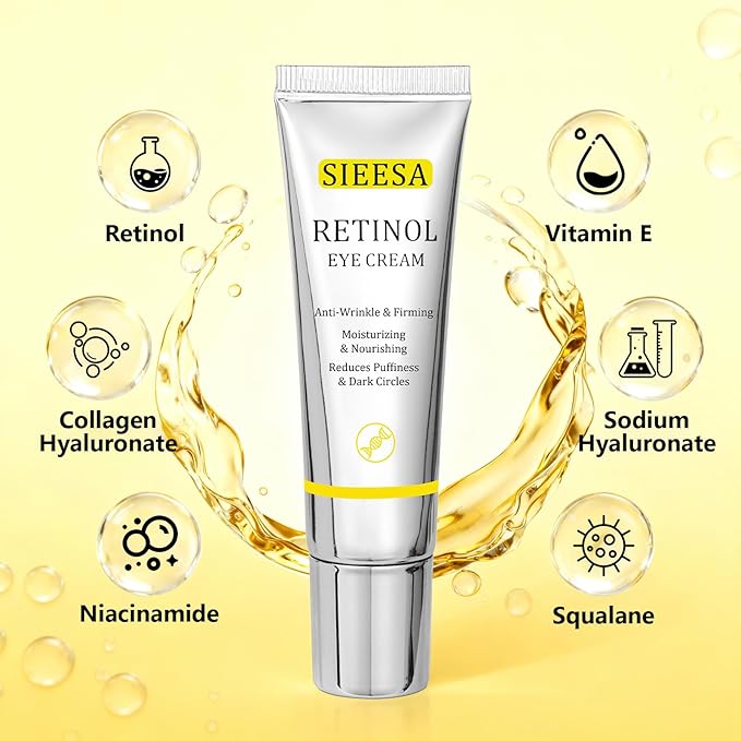 Retinol Under Eye Cream,Vitamin E & Niacinamide – Reduces Appearance of Wrinkles & Dark Circles&Puffiness, Anti-Aging Eye Cream for Fine Lines,Daily & Night Use,Men & Women (1 fl.oz)