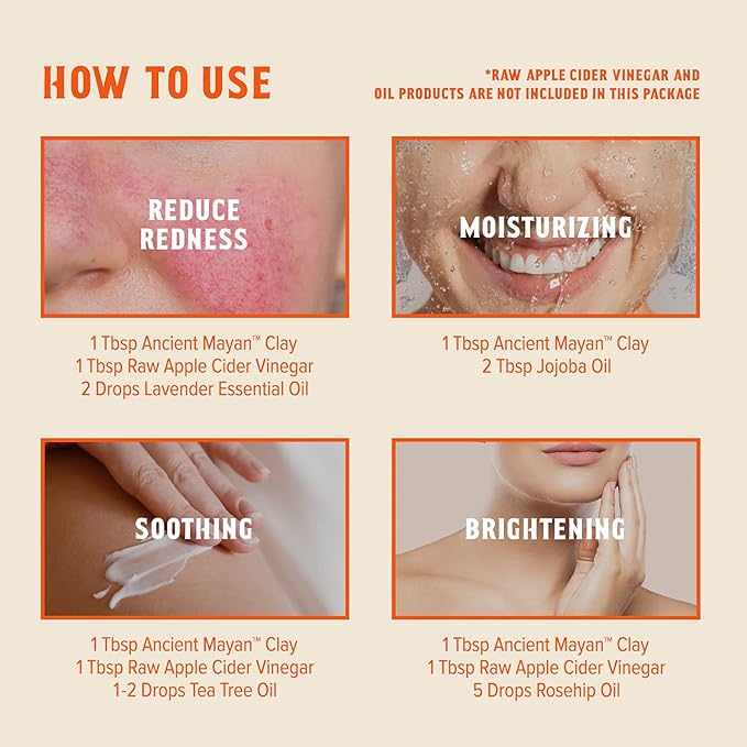 Red by Kiss Ancient Mayan Indian Healing Clay, 100% Natural, for Deep Facial and Pore Cleansing, Deep Hair Conditioning (8 Oz.)