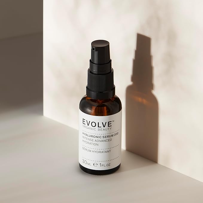 Evolve Organic Beauty - Natural Hyaluronic Acid 200 Serum | Weightless, Oil-Free, Hydrates, Plumps | Pomegranate Extract, Rosewater | Small-Batch, Vegan Clean Beauty (1 fl oz | 30 mL) Package May Vary