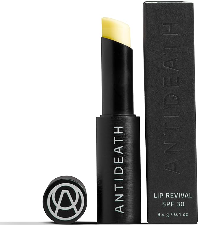 Antideath Lip Revival Balm with SPF 30, Vegan Mineral Sunscreen, Recyclable aluminum packaging, For men and women, Hyaluronic Acid, Lightweight Formula, Matte, No whitecast, No aftertaste