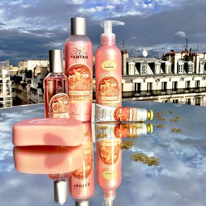 Un Air d'Antan 6.76Oz Body Lotion - Rose Peach Patchouli Premium Body Cream with Organic Shea Butter & Argan Oil -Non-Greasy Moisturizing Body Lotion for Women Dry Skin, Gentle Fragrance, Paraben-Free