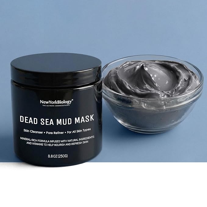New York Biology Dead Sea Mud Mask for Face and Body | Spa Quality Pore Refiner for Oily Skin | Natural Skincare for Women & Men | Tighten Skin for A Healthier Complexion | 8.8 oz