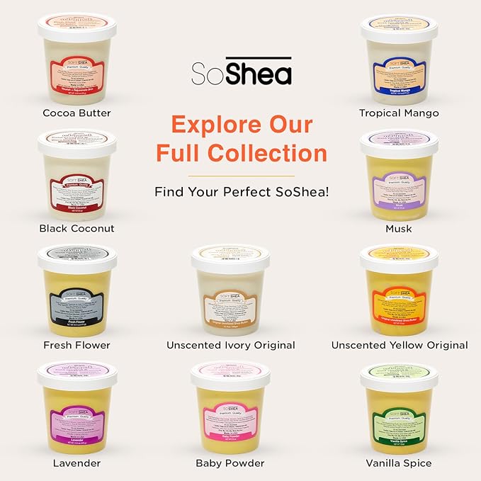 SoShea Whipped Shea Butter Vanilla Spice - Nourishes, Moisturizes & Renews | 100% African Pure Shea Butter | Cold-Pressed & Cold-Processed | No Dyes & Parabens | Vegan | 11.50oz / 326g