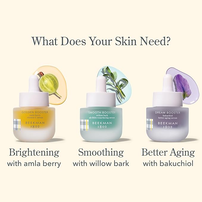 Beekman 1802 Golden Booster Amla Berry Face Serum – Plant-Based Vitamin C Alternative – Brightening & Tone-Evening Serum – Helps Reduce the Look of Dark Spots – Sensitive Skin Safe – 0.5 fl oz